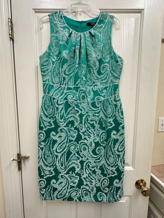 Alex Marie Dresses & Skirts - Alex Marie green paisley jacquard dress size 12 green/white